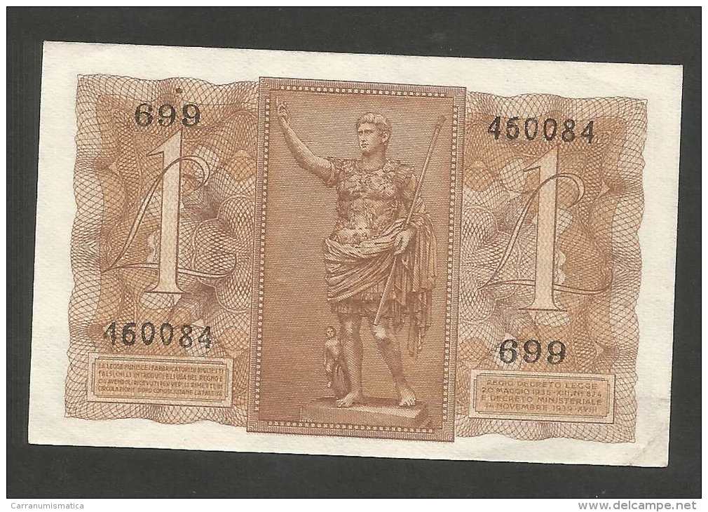 ITALIA - REGNO D' ITALIA - 1 Lira IMPERO (Decr. 14/11/1939) VITTORIO EMANUELE III - Regno D'Italia – 1 Lira