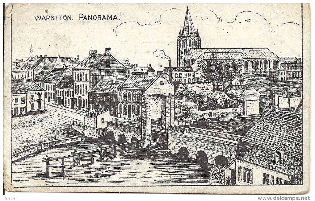 WARNETON - Panorama - Guerre 1914-18 - Dessin Allemande - Feldpost Militaire - Comines-Warneton - Komen-Waasten