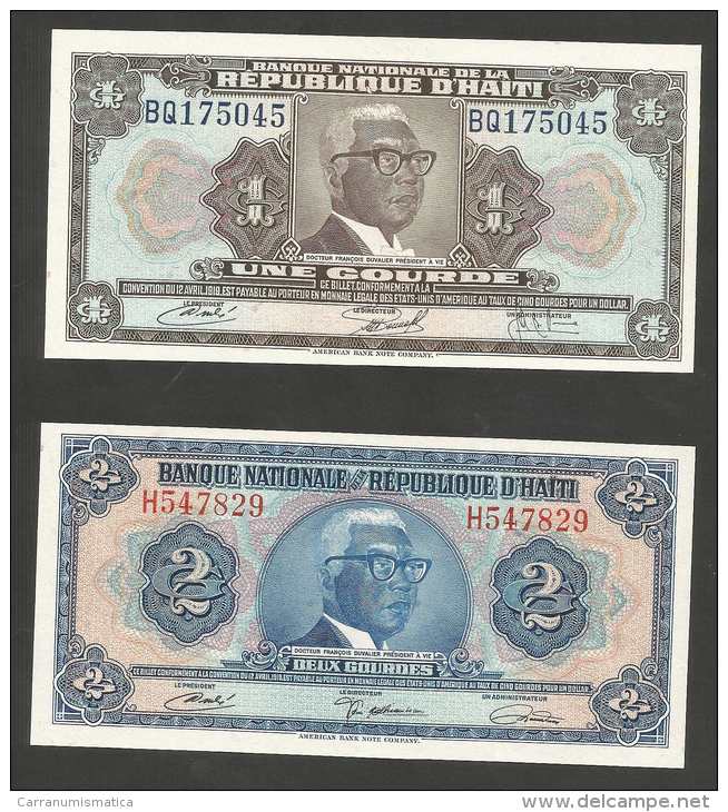 [NC] HAITI - BANQUE NATIONALE De La REPUBLIQUE D' HAITI - 1 & 2 GOURDES / LOT Of 2 BANKNOTES - Haiti