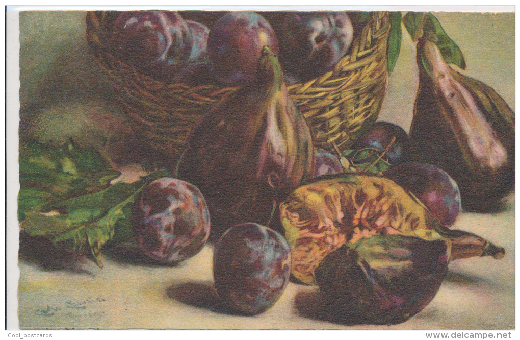 C. CHIOSTRI, FRUIT, FIGUES AND PLUMS, EX Cond. PC, Mailed 1938 - Chiostri, Carlo