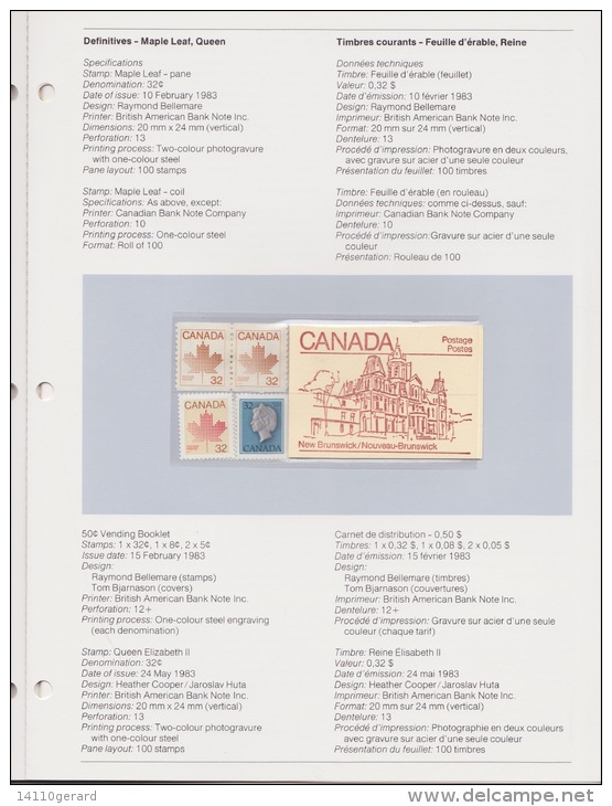 CANADA COLLECTION-SOUVENIR DES TIMBRES POSTE DU CANADA DE 1983 - Annate Complete
