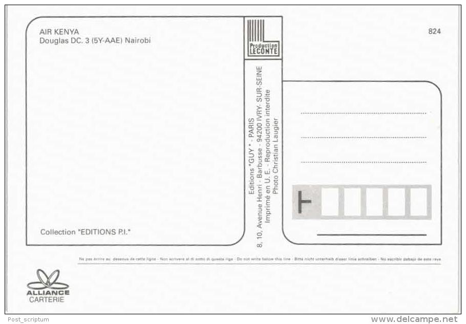 Thème -  Avion - PI Leconte 824  - Air Kenya Douglas DC 3 5Y AAE NAirobi - 1946-....: Moderne