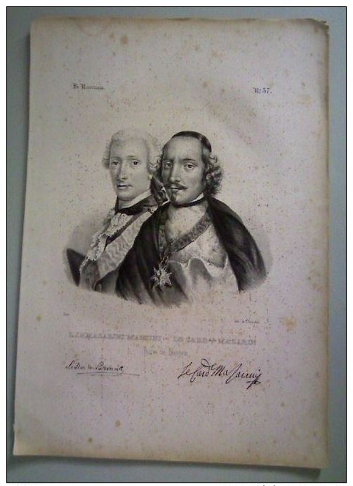 Litho Ancienne L.J.B. Mazarin Mancini, Le Cardinal Mazarin Ducs De Nevers, Lith De Buissière. - Lithographies