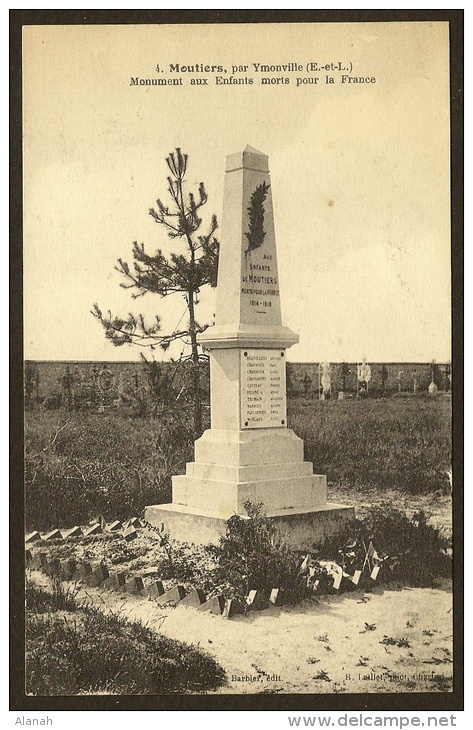 MOUTIERS Par Ymonville Rare Monument Aux Morts (Barbier Laillet) Eure & Loir (28) - Autres & Non Classés