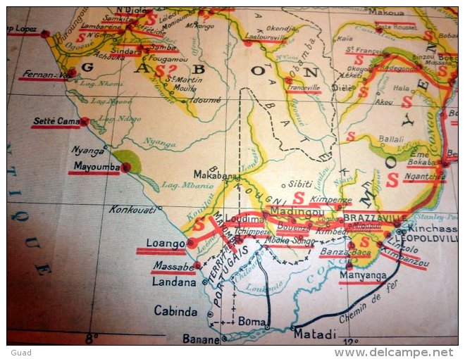 CARTE GEOGRAPHIQUE 1907 AFRIQUE CONGO FRANCAIS OUBANGUI CHARI TCHAD MALADIE DU SOMMEIL SANTE - Mapas Geográficas