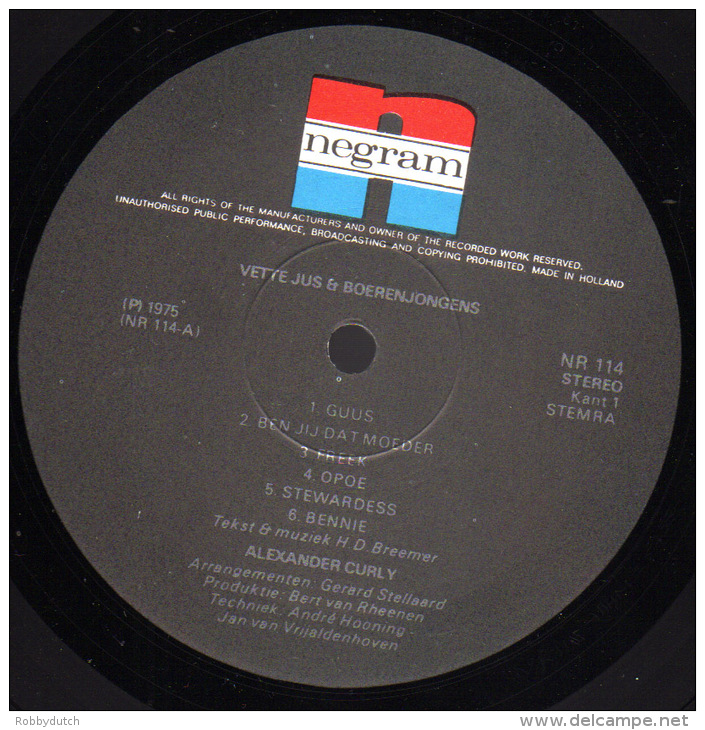* LP *  ALEXANDER CURLY - VETTE JUS &amp; BOERENJONGEND (Holland 1975 EX!!!) - Other - Dutch Music