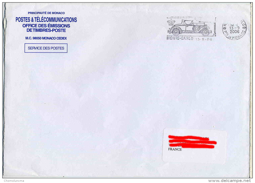 POSTES MONACO Postage Meter Old Cars SAS Prince Albert Collection Vieille Voiture 1931 PLYMOUTH PA Cabriolet - Máquinas Franqueo (EMA)