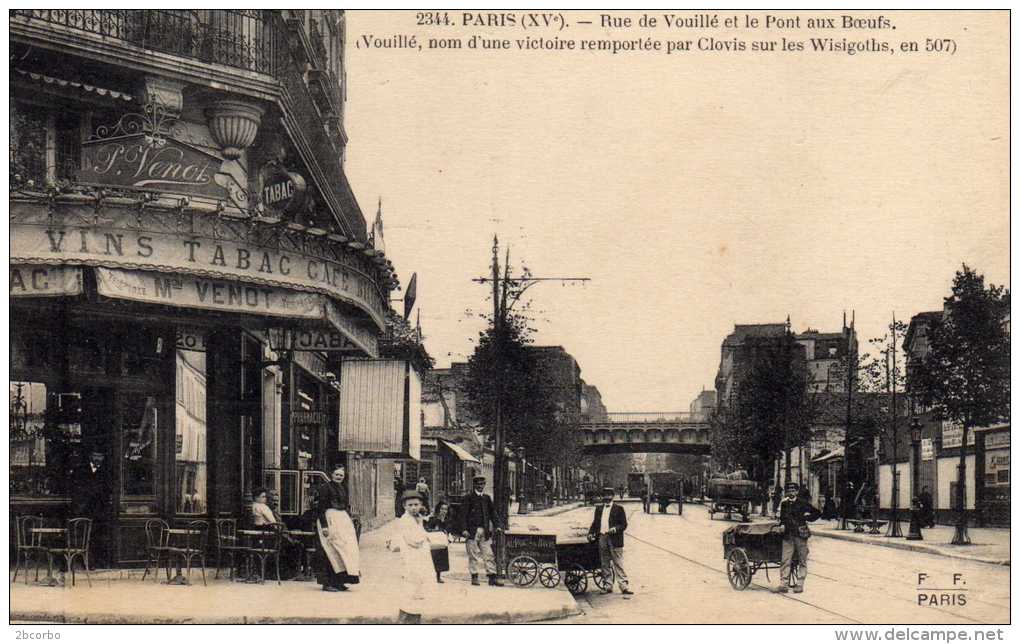 PARIS CPA RUE DE VOUILLE ET LE PONT AUX BOEUFS VINS TABACS ME VENOT - Autres & Non Classés