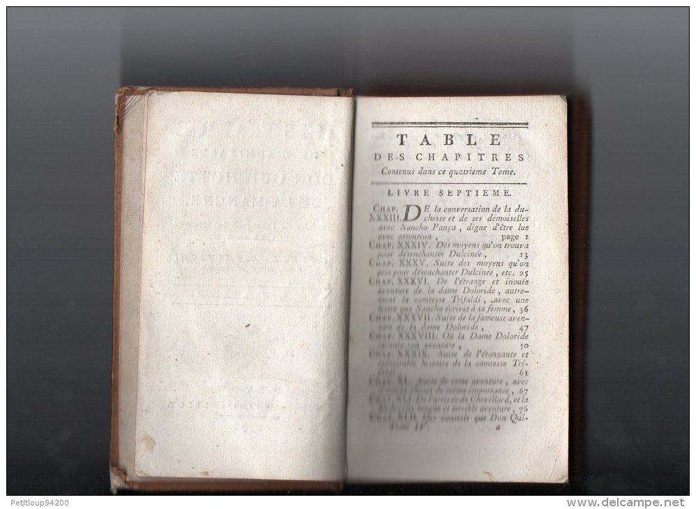 HISTOIRE DE L'ADMIRABLE  DON QUICHOTTE DE LA MANCHE  Tome Quatrième  LYON -  IMPRIMERIE Amable Leroy  1793 - 1701-1800