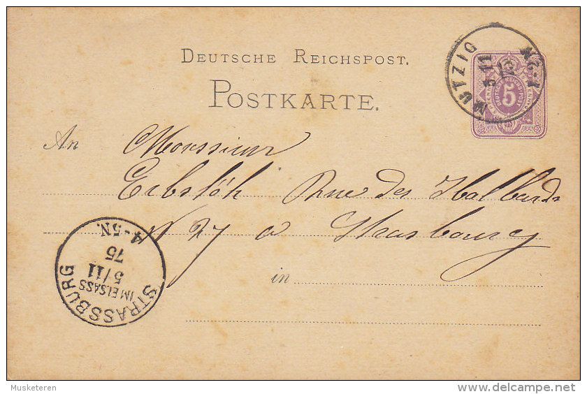 Germany Deutsche Reichspost Postal Stationery Ganzsache Entier MUTZIG (Now France) 1875 To STRASSBURG (2 Scans) - Briefkaarten