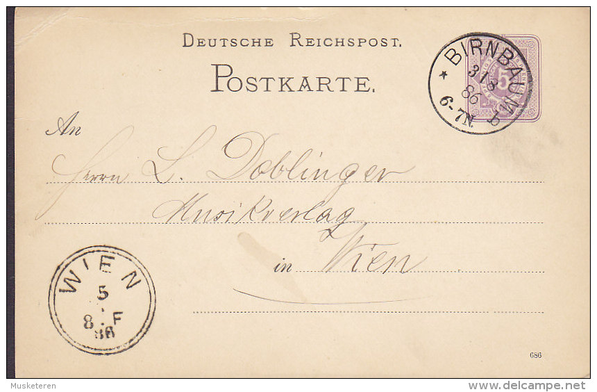 Poland Vorläufer Deutsche Reichspost Postal Stationery Ganzsache Entier BIRNBAUM (Now Poland) 1886 WIEN Austria - Cartes Postales