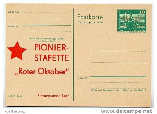 DDR P79-8-76 C36 Postkarte PRIVATER ZUDRUCK Pionierstafette Zeitz 1977 - Cartoline Private - Nuovi