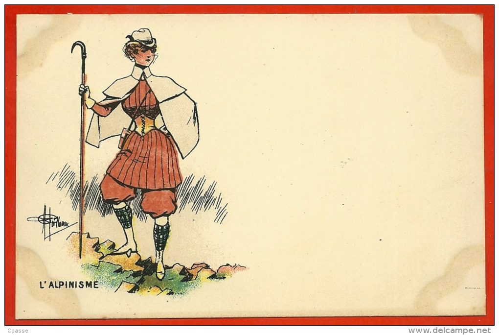 CPA ILLUSTRATEUR Albert GUILLAUME - L' ALPINISME ° Coll. Cartes Postales Belleville ** Montagne Mode SPORT FEMME - Guillaume