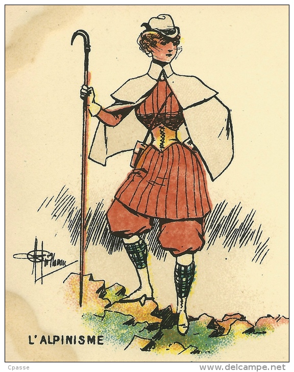 CPA ILLUSTRATEUR Albert GUILLAUME - L' ALPINISME ° Coll. Cartes Postales Belleville ** Montagne Mode SPORT FEMME - Guillaume