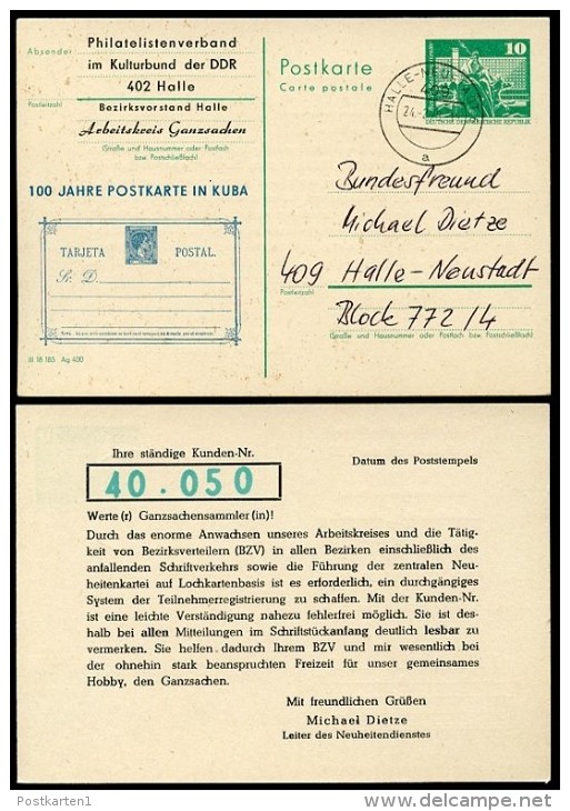 DDR P79-4a-78 C54 Postkarte PRIVATER ZUDRUCK 100 J. Postkarte Kuba Gebraucht 1978 - Privé Postkaarten - Gebruikt