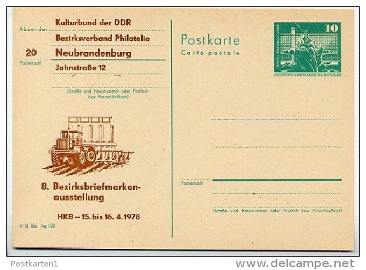 DDR P79-6-78 C57 Postkarte PRIVATER ZUDRUCK Traktor Neubrandenburg 1978 - Privé Postkaarten - Ongebruikt