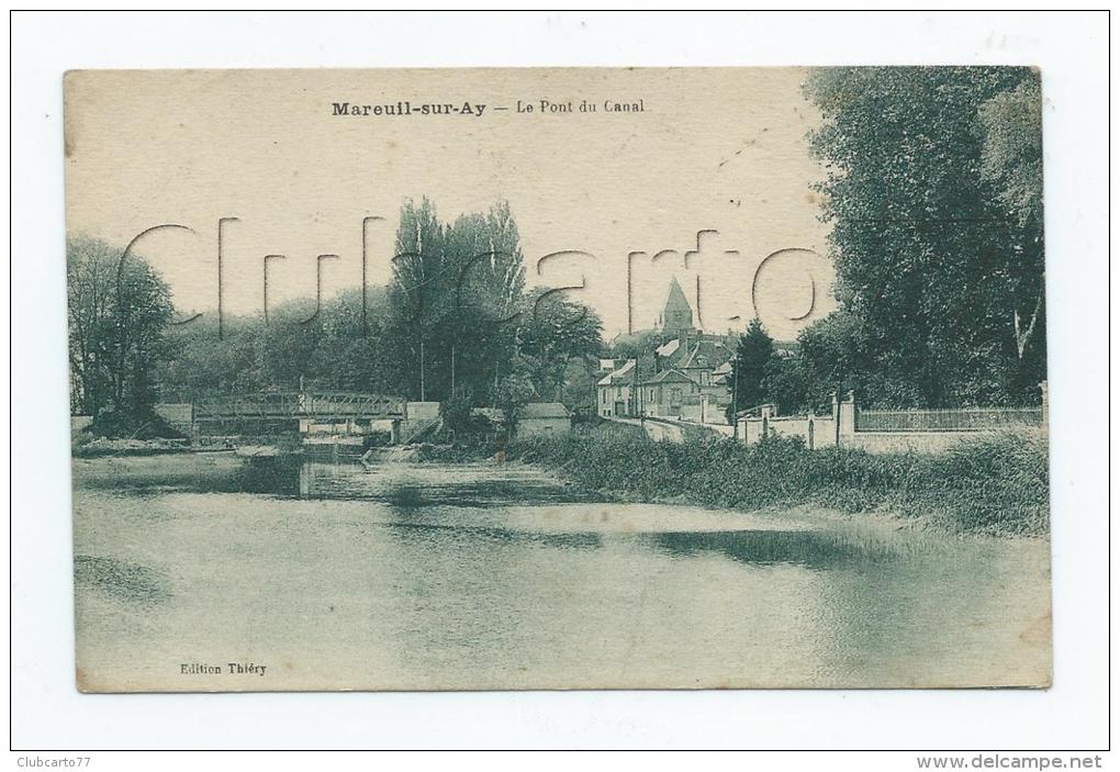 Mareuil-sur-Ay (51) : Le Chemin Le Long Du Canal Et Le Pont En Feren 1926  PF. - Mareuil-sur-Ay