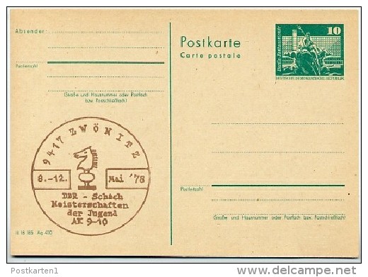 DDR P79-8b-78 C59-b Postkarte PRIVATER ZUDRUCK Hellbraun Schach Zwönitz 1978 - Postales Privados - Nuevos