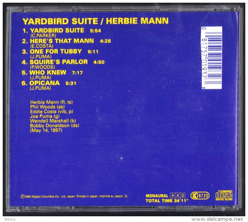 CD HERBIE MANN "YARBIRD SUITE" SAVOY  TRES BON ETAT PORT OFFERT - Jazz