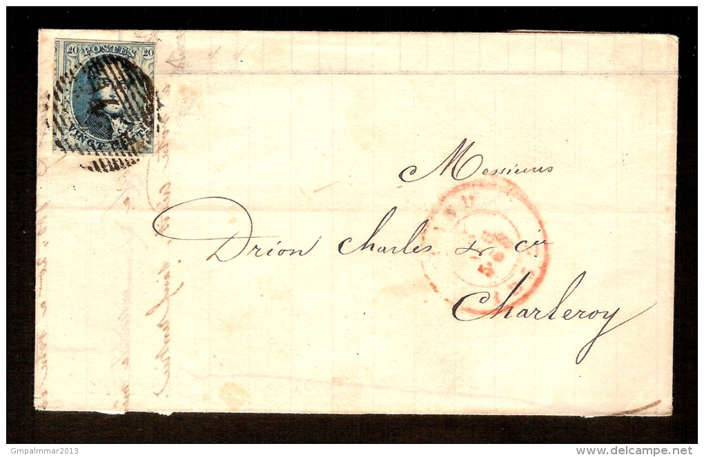 Nr. 4 Op Brief Verzonden Van GAND Naar CHARLEROI Met Aankomststempel Dd. 9/4/1852 (zie Scan 4) ! - 1849-1850 Medaillen (3/5)