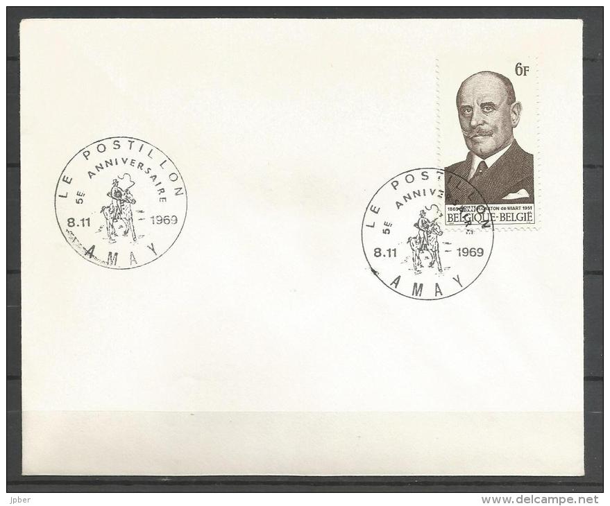 Belgique - N315 - N°1512 Carton De Wiart Sur Enveloppe Obl. 1er Jour Le Postillon Amay 8/11/1969 - Lettres & Documents