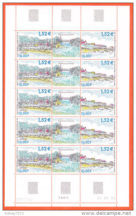 Saint Pierre Et Miquelon N° 751 _ Anse Du Gouvernement _ Feuille Complète Avec Coin Daté - Unused Stamps