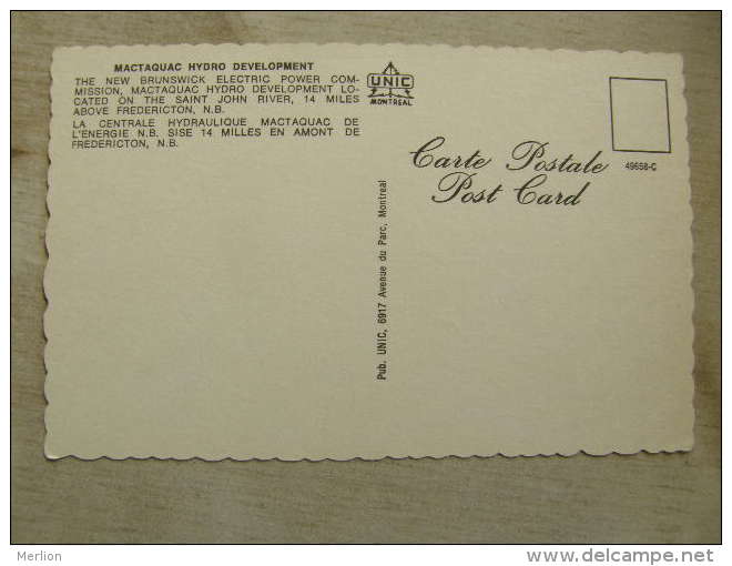 Canada - Mactaquac Hydro Developement -The New Brunswick Electric Power Commission    D113194 - Cartes Modernes