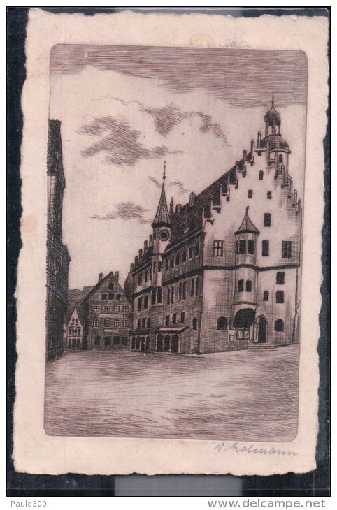 Nördlingen - Rathaus - Künstlerkarte - Noerdlingen