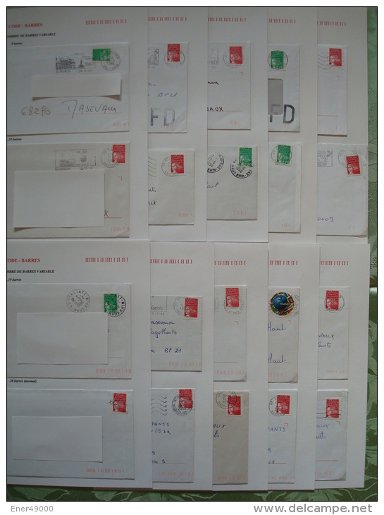 CODE BARRE . FRANCE . 20 ENVELOPPES COMPORTANT DE 1 à 20 BARRES (SERIE COMPLETE) - Briefe U. Dokumente