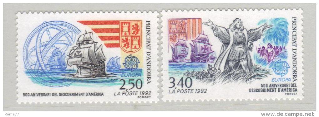 CC - ANDORRA FRANCESE , Serie N. 416/17  ***  MNH . Europa E Colombo 1992 - Christoph Kolumbus