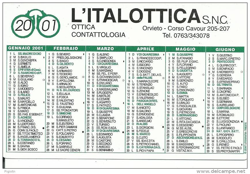 CAL686 - CALENDARIETTO 2001 - L'ITALOTTICA - ORVIETO - Tamaño Pequeño : 2001-...