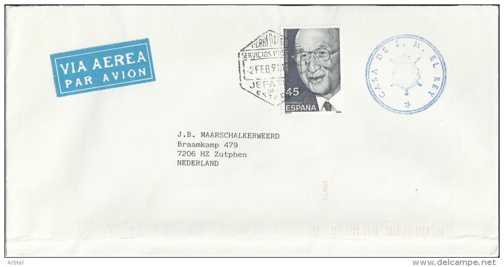 CC CASA REAL CON MAT CORREO AEREO HEXAGONAL JEFATURA DEL ESTADO MARAC DE CASA DE S M EL REY - Cartas & Documentos