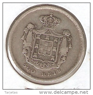 MONEDA DE PLATA DE PORTUGAL DE 500 REIS DEL AÑO 1859 DE PETRUS V (SILVER-ARGENT) - Portugal