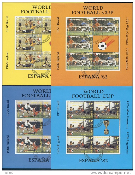 Antigua & Barbuda 1982. - Mi. No. 659/662 C, Complete Series In Block, Canceled. World Football Cup, Spain 1982. - Antigua E Barbuda (1981-...)