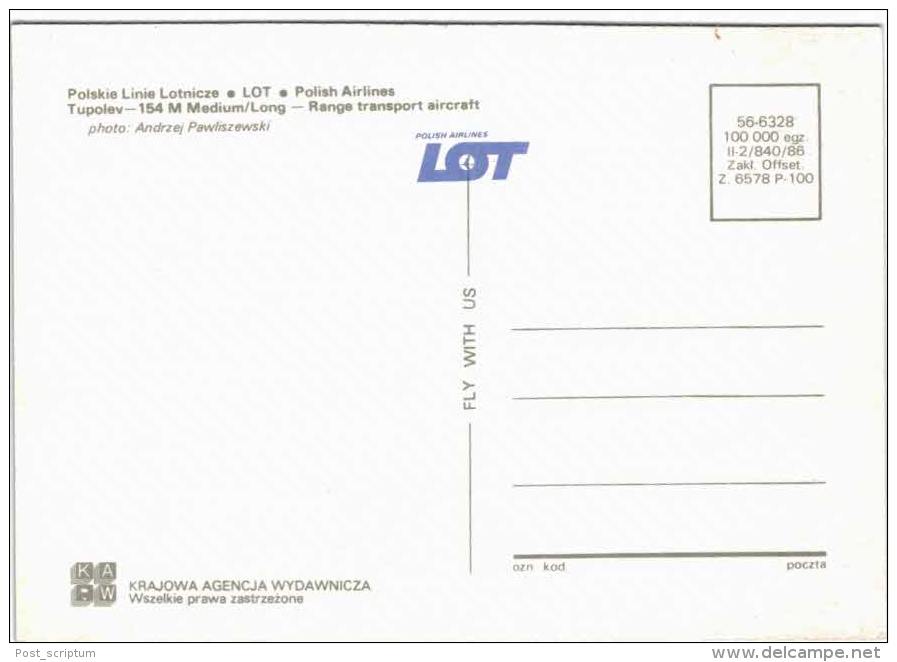 Thème -  Avion - Polish Airlines LOT - Tupolev 154M Medium/long - 1946-....: Moderne