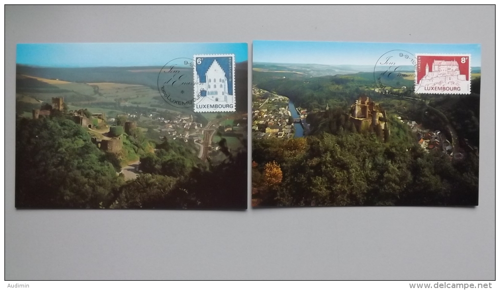 Luxemburg 1058/9 Yt 1008/9 Maximumkarte MK/MC, ESST, Erhaltung Historischer Baudenkmäler - Maximumkaarten