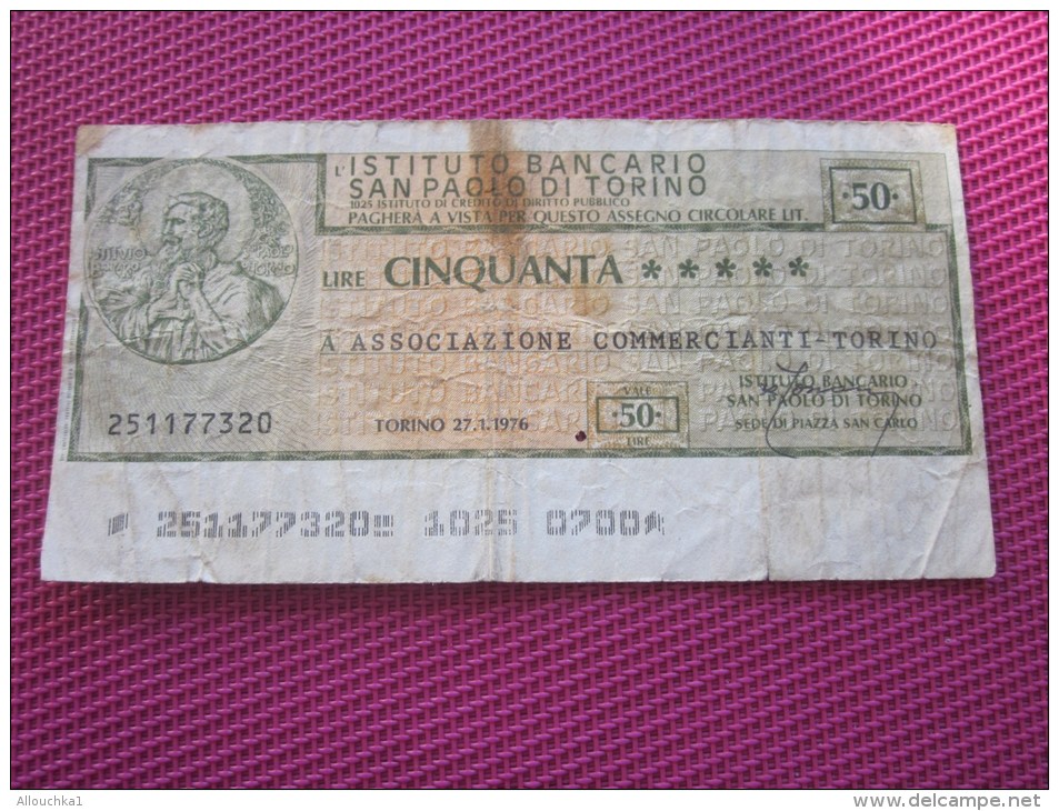 1976 Note Bank  Banca Billet De Banque Bank De Italie Italia Institut Bancaire San Paolo Di Turino  50 - Altri & Non Classificati