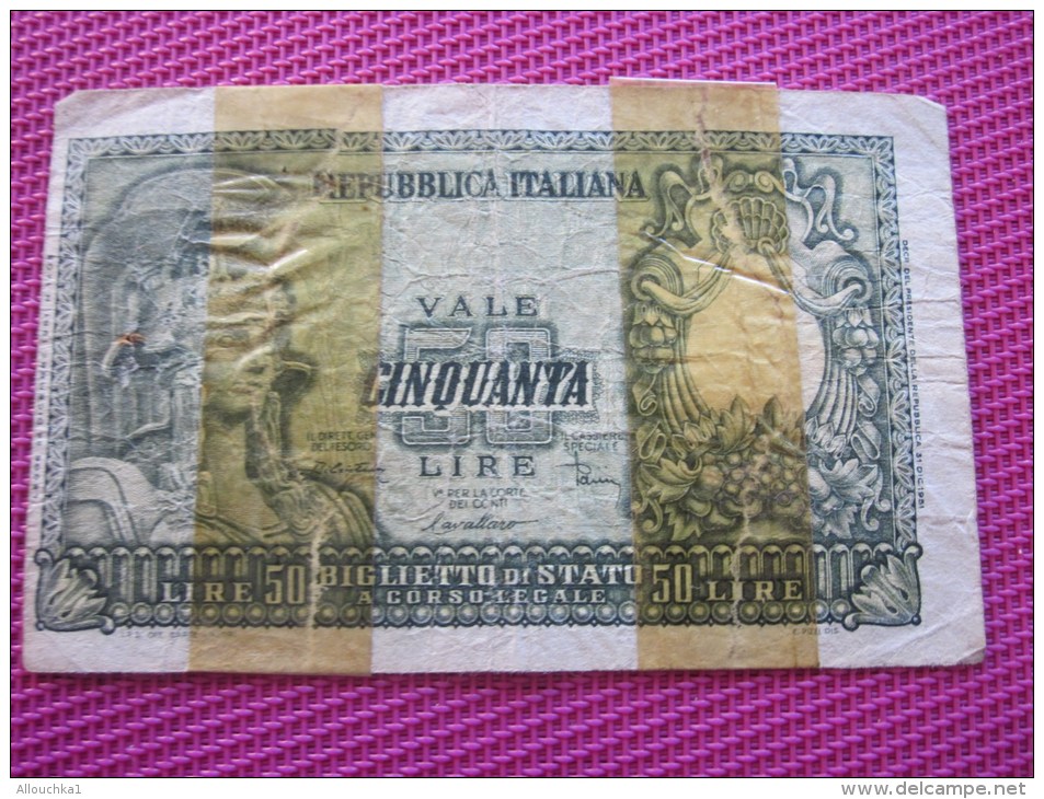 Note Bank  Banca Billet De Banque Bank De Italie Banca Républicain D'Italia   50 Lires - Andere & Zonder Classificatie