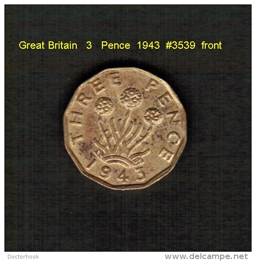 GREAT BRITAIN    3 PENCE  1943  (KM # 849) - F. 3 Pence