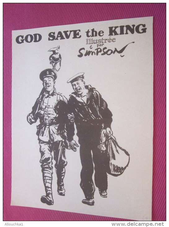 Dessin Caricaturiste-Satirique Humoristique Anglais Caricature Guerre  Alliés Illustré C. Simpson-God Save The King - 1939-45