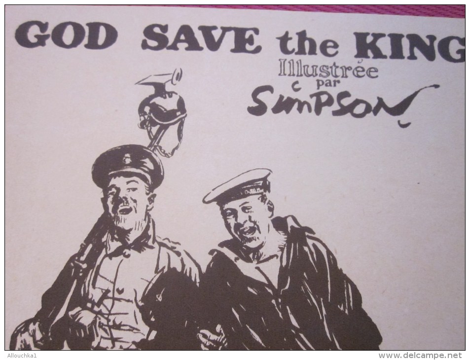 Dessin Caricaturiste-Satirique Humoristique Anglais Caricature Guerre  Alliés Illustré C. Simpson-God Save The King - 1939-45