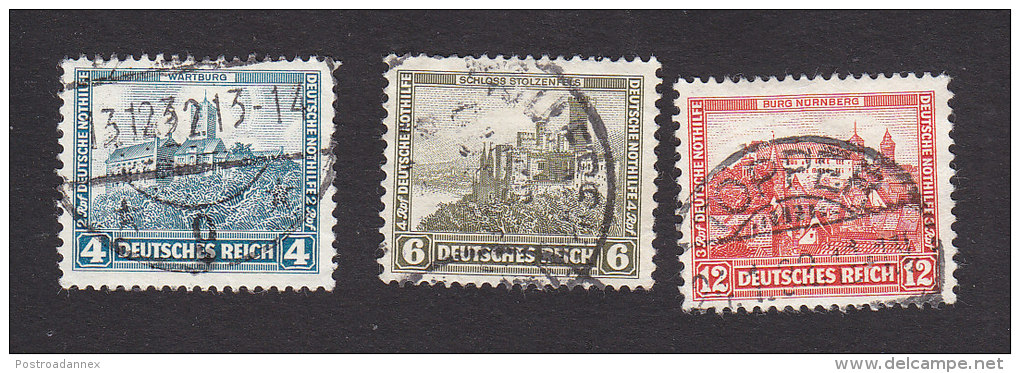 Germany, Scott #B44-B46, Used, Wartburg Castle, Stolzenfels Castle, Nuremberg Castle, Issued 1932 - Used Stamps