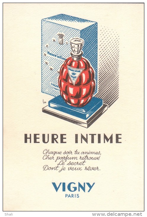 CARTE PARFUMEE HEURE INTIME VIGNY - Profumeria Antica (fino Al 1960)