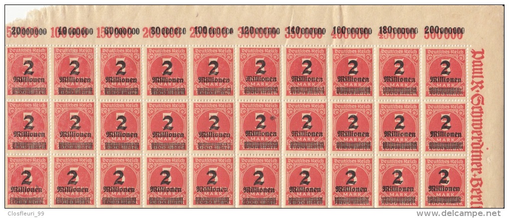 Drei Teilbogen 312 1923 Drei Mal Dieselbe Abart Auf Dem 30sten Briefmarke Des Bogen Nr 5 - Other & Unclassified