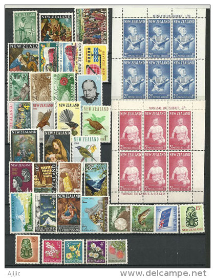 NOUVELLE-ZÉLANDE.  Années 1960 à 1967.  8 Années. 35 T-p & 2 BF Neufs **.  Cote 82.00 € - Nuevos