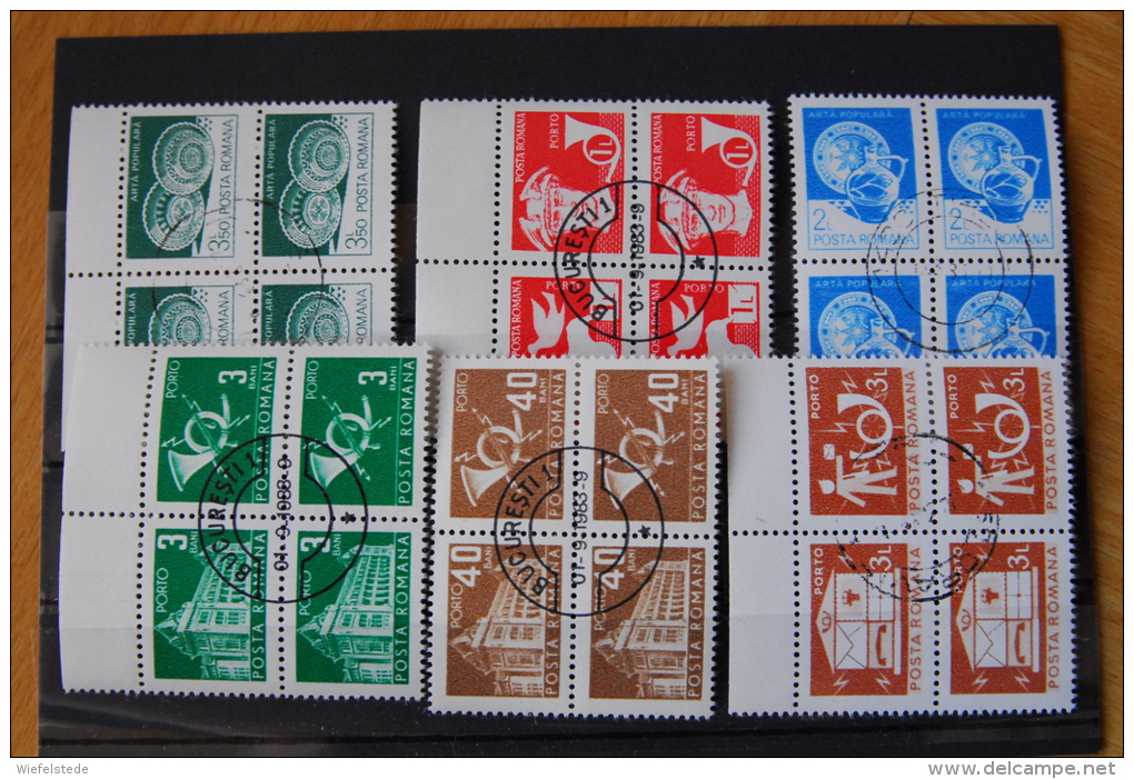 A049 - RUMÄNIEN ROMANIA 6 Viererblöcke 24 Marken Posthörner Usw / 24 Stamps - Blocks Of Four - Posthorns Etc - Collections