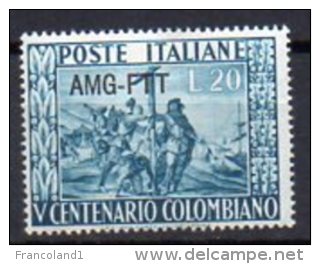 1951 Trieste A -  Colombo N.115 INTEGRO MNH** - Neufs