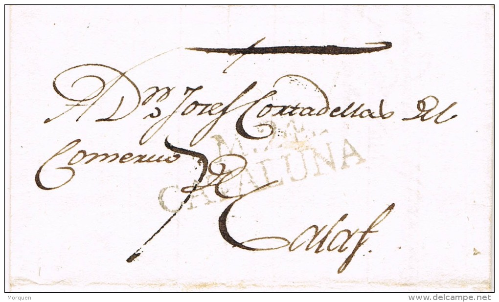 6800. Carta Entera Prefilatelica RELLINARS (Barcelona) 1809 - ...-1850 Prephilately