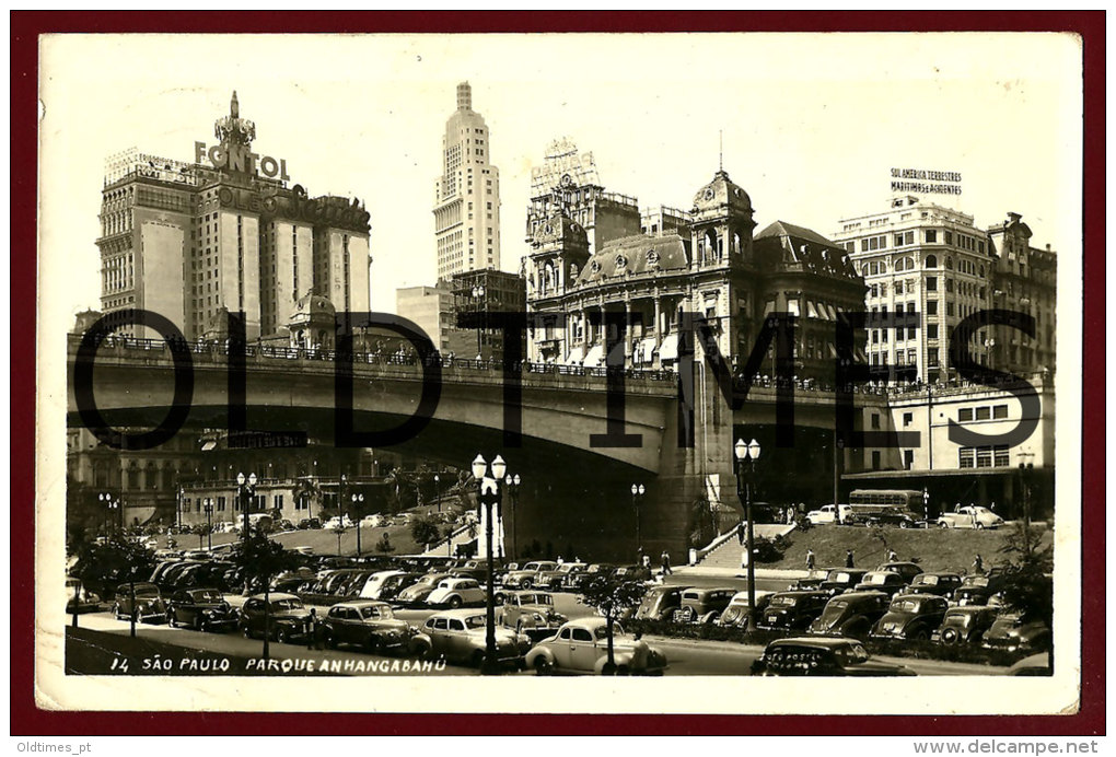 SAO PAULO - PARQUE ANHANGABAHU - EDIFICIO FONTOL E PHILIPS - 1950 REAL PHOTO PC - São Paulo