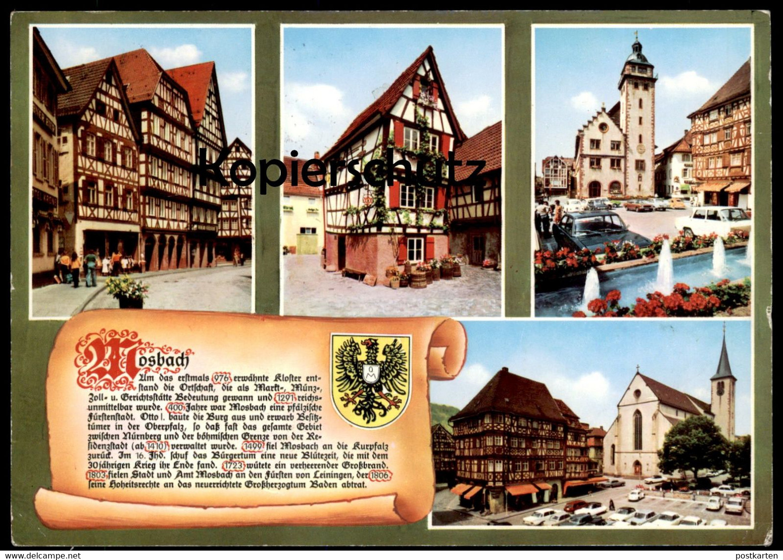 POSTKARTE MOSBACH BEI HEILBRONN GESCHICHTE CHRONIK Chronikkarte Chronique Chronicle Storycard Ansichtskarte Autos Auto - Mosbach